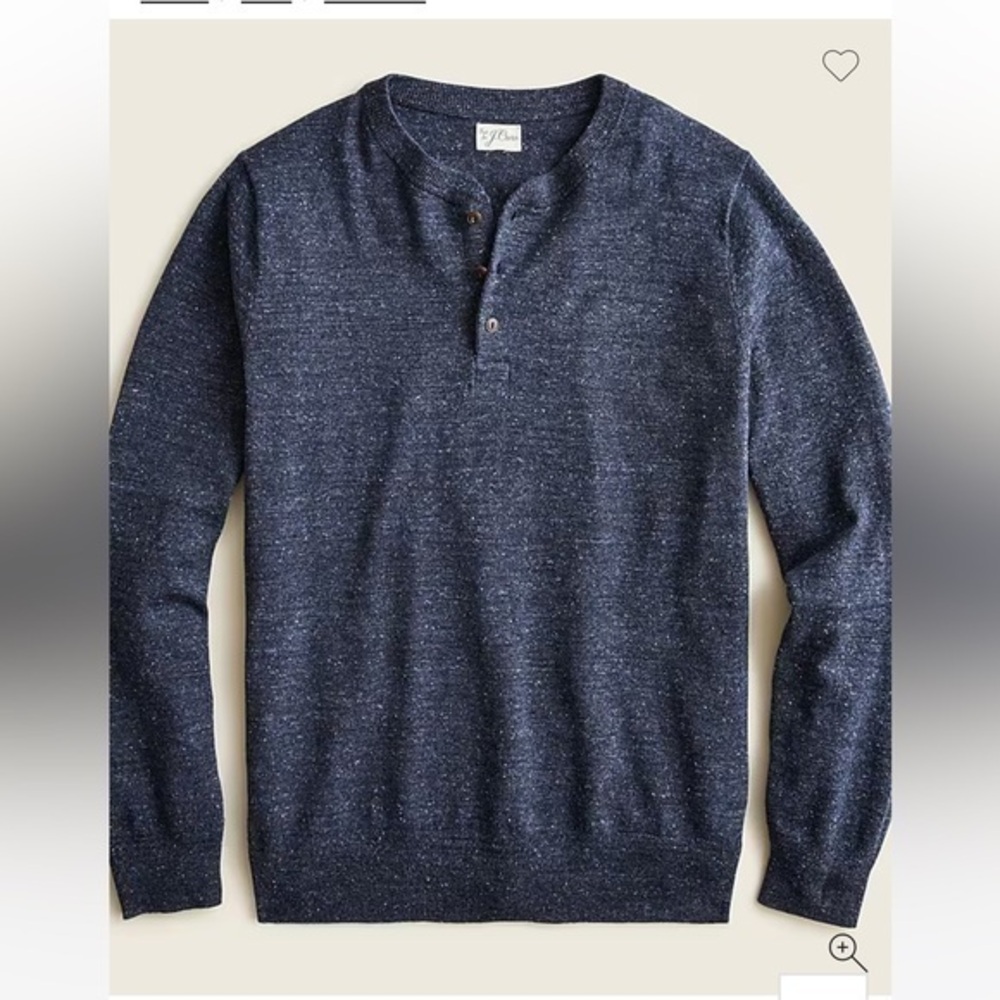 J. Crew Knit Dark Green Cotton Silk Donegal Henley Sweater Men Size M